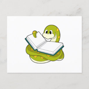 Carte Postale Serpent à Reading avec un livre