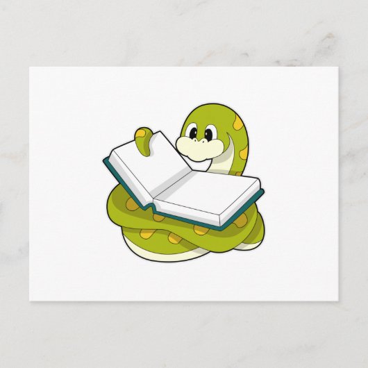 Carte Postale Serpent à Reading avec un livre (Devant)