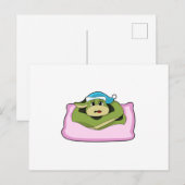 Carte Postale Serpent au lit avec bonnet de nuit (Devant / Derrière)