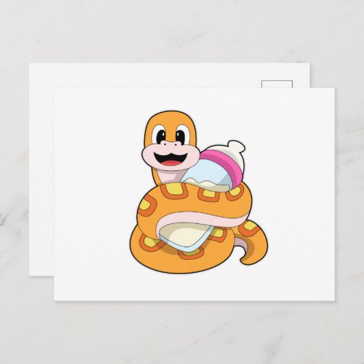 Carte Postale Serpent avec biberon (Devant / Derrière)