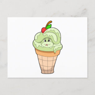 Carte Postale Serpent avec cône de glace & Cerise