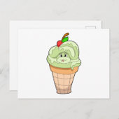 Carte Postale Serpent avec cône de glace & Cerise (Devant / Derrière)