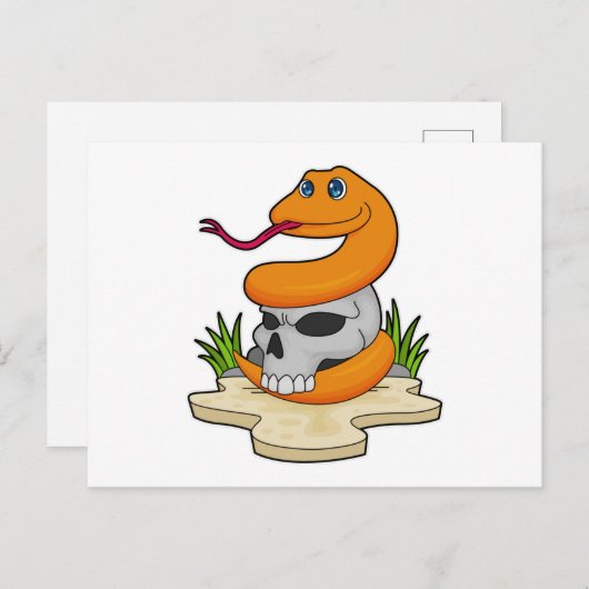 Carte Postale Serpent avec Crâne (Devant / Derrière)