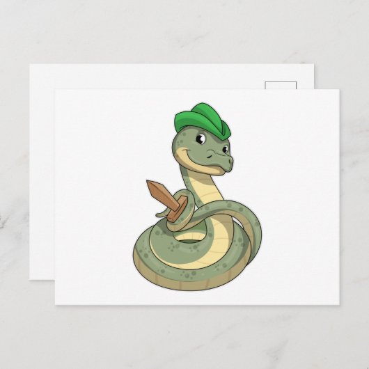 Carte Postale Serpent avec Épée (Devant / Derrière)