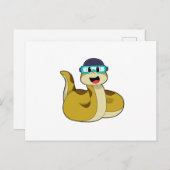 Carte Postale Serpent avec lunettes de natation (Devant / Derrière)
