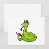 Carte Postale Serpent avec Lunettes de Soleil & Livre (Devant / Derrière)