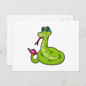 Carte Postale Serpent avec lunettes de soleil & Réserver (Devant / Derrière)
