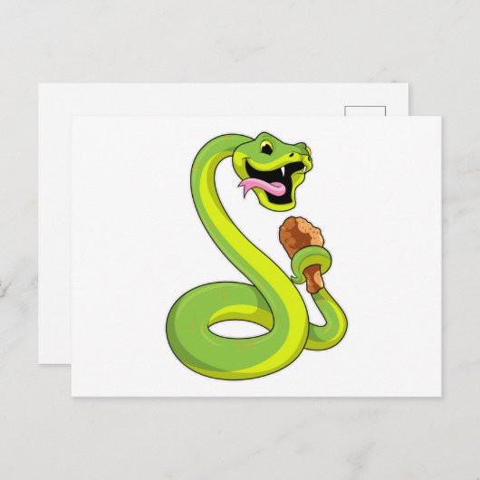 Carte Postale Serpent avec Poulet (Devant / Derrière)