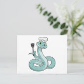 Carte Postale Serpent comme cuisinier avec toque de chef (Debout devant)