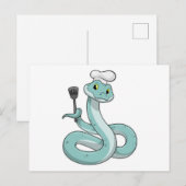 Carte Postale Serpent comme cuisinier avec toque de chef (Devant / Derrière)