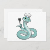 Carte Postale Serpent comme cuisinier avec un chapeau de chef (Devant / Derrière)