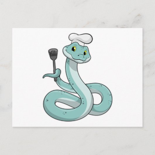 Carte Postale Serpent comme cuisinier avec un chapeau de chef (Devant)