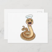 Carte Postale Serpent comme cuisinier avec un chapeau de chef (Devant / Derrière)
