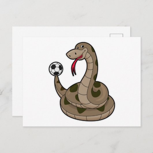 Carte Postale Serpent comme joueur de football avec ballon de fo (Devant / Derrière)