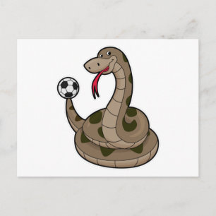 Carte Postale Serpent comme joueur de football avec ballon de fo