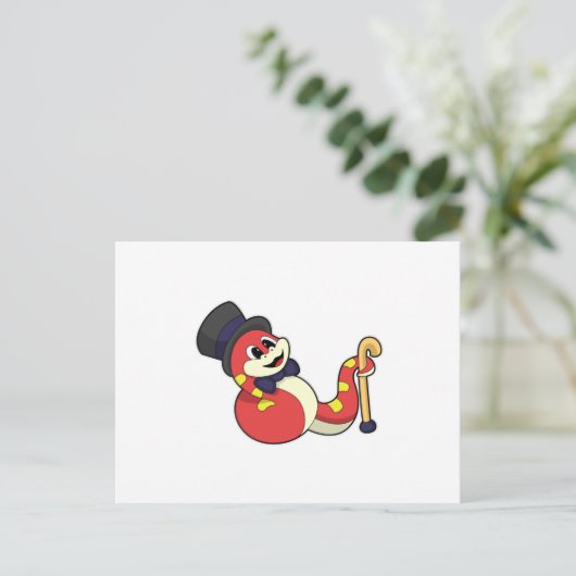 Carte Postale Serpent comme marié avec chapeau (Debout devant)