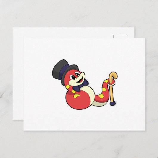 Carte Postale Serpent comme marié avec chapeau (Devant / Derrière)