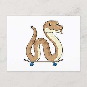 Carte Postale Serpent comme patineur avec skateboard