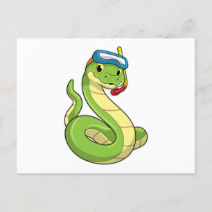 Carte Postale Serpent comme plongeur avec tuba