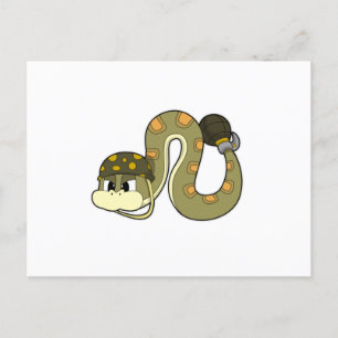 Carte Postale Serpent comme soldat avec arme