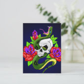 Carte Postale Serpent, crâne et Roses (Debout devant)