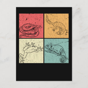 Carte Postale Serpent de reptiles rétro Gecko Grenouille Chamele