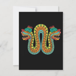 Carte Postale Serpent Double Tête Aztèque Mexique Art