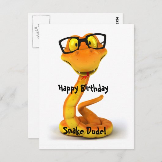 Carte Postale Serpent Dude | SYMBOLE Zodiaque chinois mignon (Devant / Derrière)