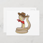 Carte Postale Serpent en cowboy avec Écharpe (Devant / Derrière)