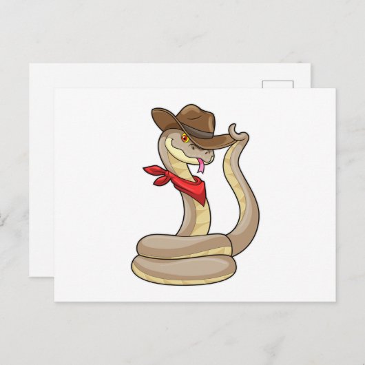Carte Postale Serpent en cowboy avec Écharpe (Devant / Derrière)