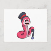 Carte Postale Serpent en gentleman avec chapeau et canne (Devant)