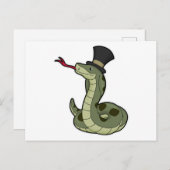 Carte Postale Serpent en gentleman & chapeau (Devant / Derrière)