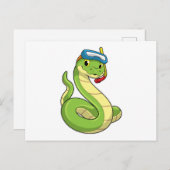 Carte Postale Serpent en plongeur avec tuba (Devant / Derrière)