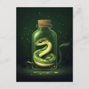 Carte Postale Serpent enchanté dans un bocal de verre