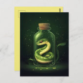 Carte Postale Serpent enchanté dans un bocal de verre (Devant / Derrière)