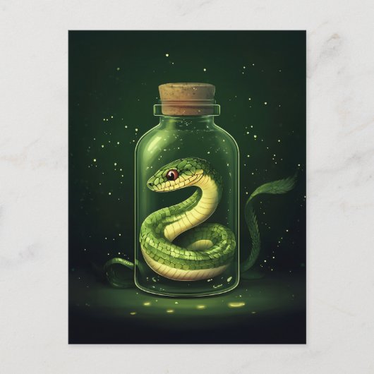 Carte Postale Serpent enchanté dans un bocal de verre (Devant)