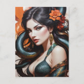 Carte Postale Serpent femme art (Devant)