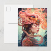 Carte Postale Serpent Hair Lady Imaginaire Art (Devant / Derrière)