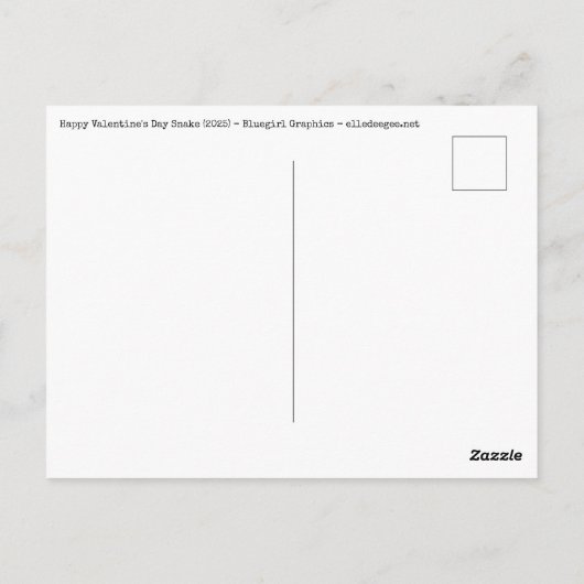 Carte Postale Serpent Heureuse Sainte-Valentin (Dos)