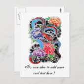 Carte Postale Serpent oriental cool avec tatouage de fleurs de l (Devant / Derrière)
