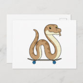Carte Postale Serpent patineur avec planche à roulettes (Devant / Derrière)