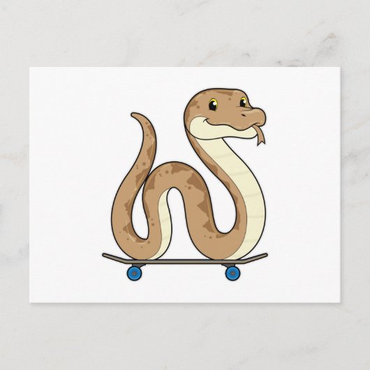 Carte Postale Serpent patineur avec planche à roulettes (Devant)