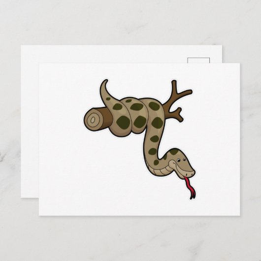 Carte Postale Serpent sur une branche (Devant / Derrière)