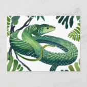 Carte Postale Serpent Vert | Année du Serpent Aquarelle (Devant)