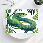 Carte Postale Serpent Vert | Année du Serpent Aquarelle