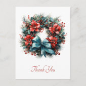 Carte Postale Serre de pin avec Merci de Noël Holly (Devant)