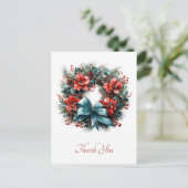 Carte Postale Serre de pin avec Merci de Noël Holly (Debout devant)