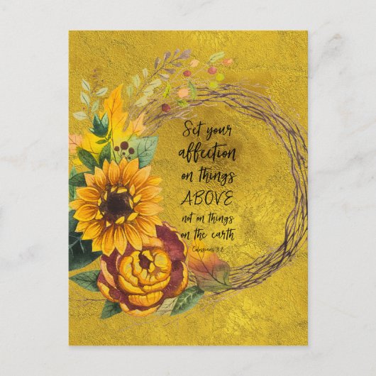 Carte Postale Serre de tournesol avec Verse biblique (Devant)