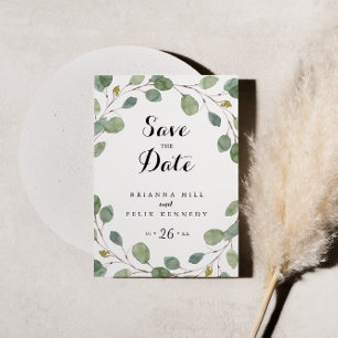 Carte Postale Serre Eucalyptus vert Enregistrer la date
