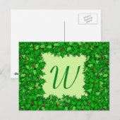 Carte Postale Serre Holly avec Monogramme, Vert foncé (Devant / Derrière)